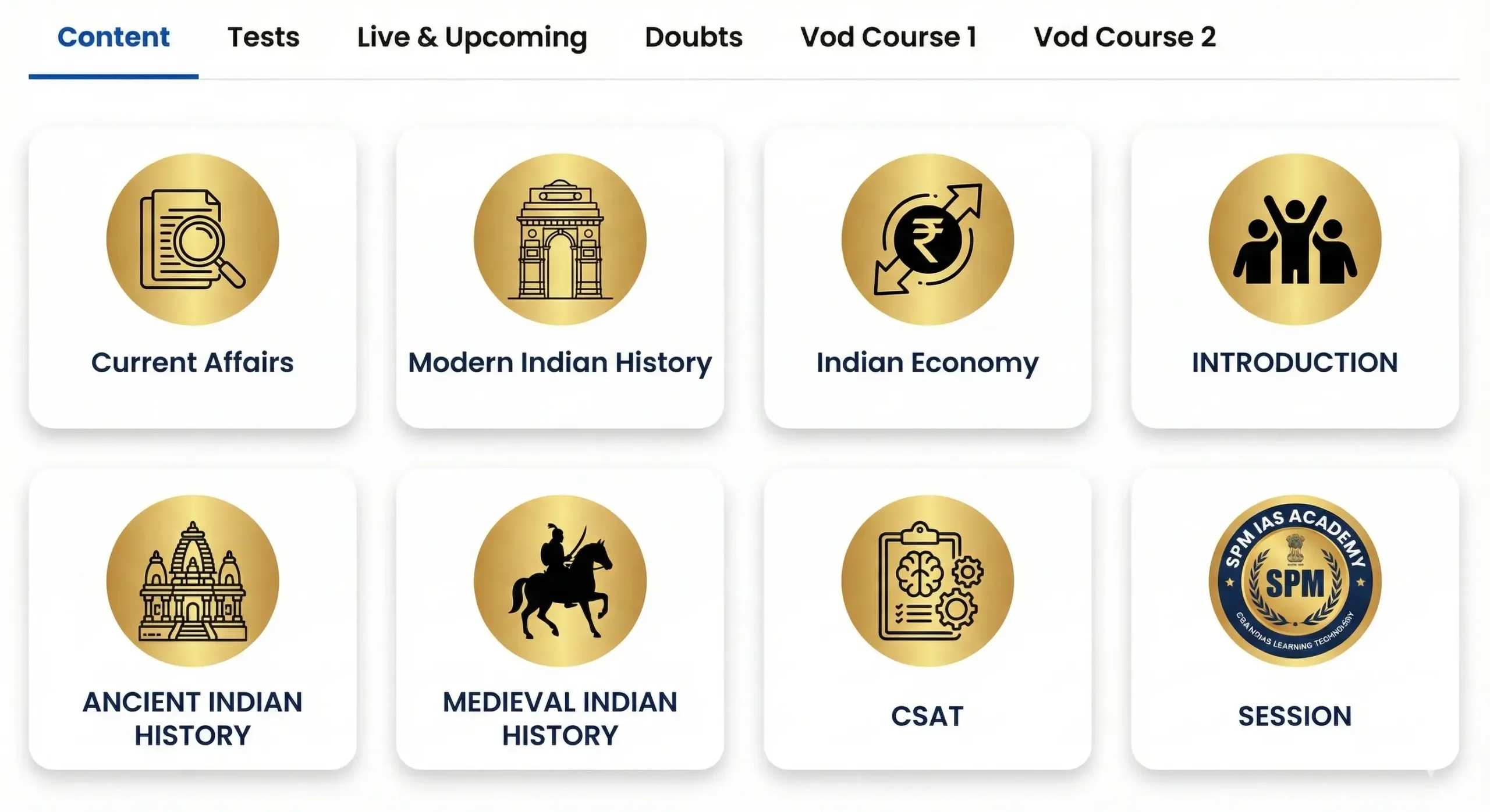 SPM IAS Academy Live Classes App Interface