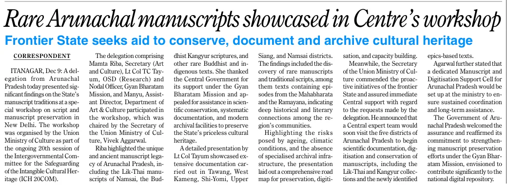 Rare Arunachal Manuscript