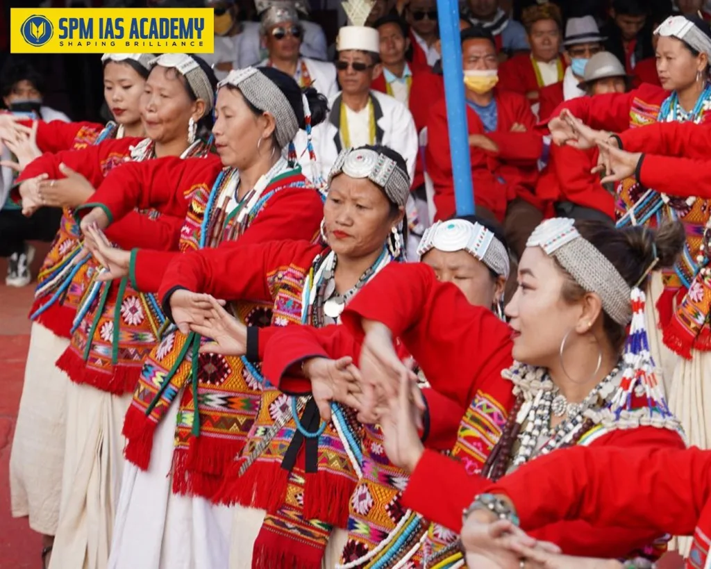 Aka tribe women performing traditional dance during the Nyethrii-Dow harvest festival in Arunachal Pradesh