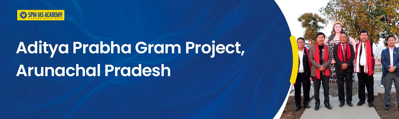 Government officials standing in a border village of Arunachal Pradesh during the Aditya Prabha Gram Project focused on agriculture and rural development.