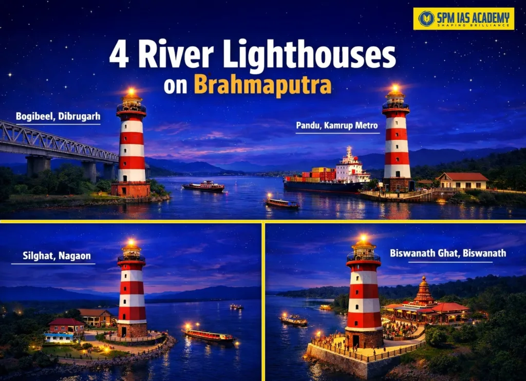 Foundation stone laid for four river lighthouses on the Brahmaputra River to improve navigation on National Waterway-2 in Assam