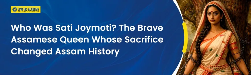 Sati Joymoti brave Assamese queen sacrifice Ahom kingdom Assam history illustration